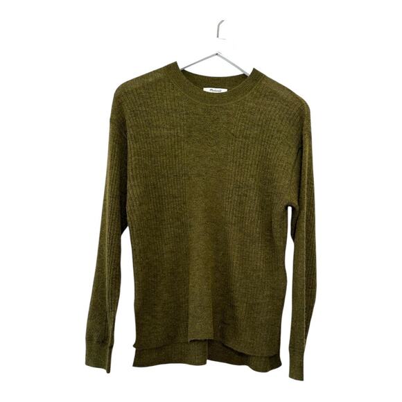 Madewell Ribbed Alpaca-Blend Crewneck Sweater Olive Green Size XXS - Picture 3 of 8